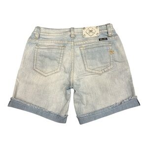 Miss Me distressed light-wash denim shorts cuffed hem mid-rise five-pocket SZ 30